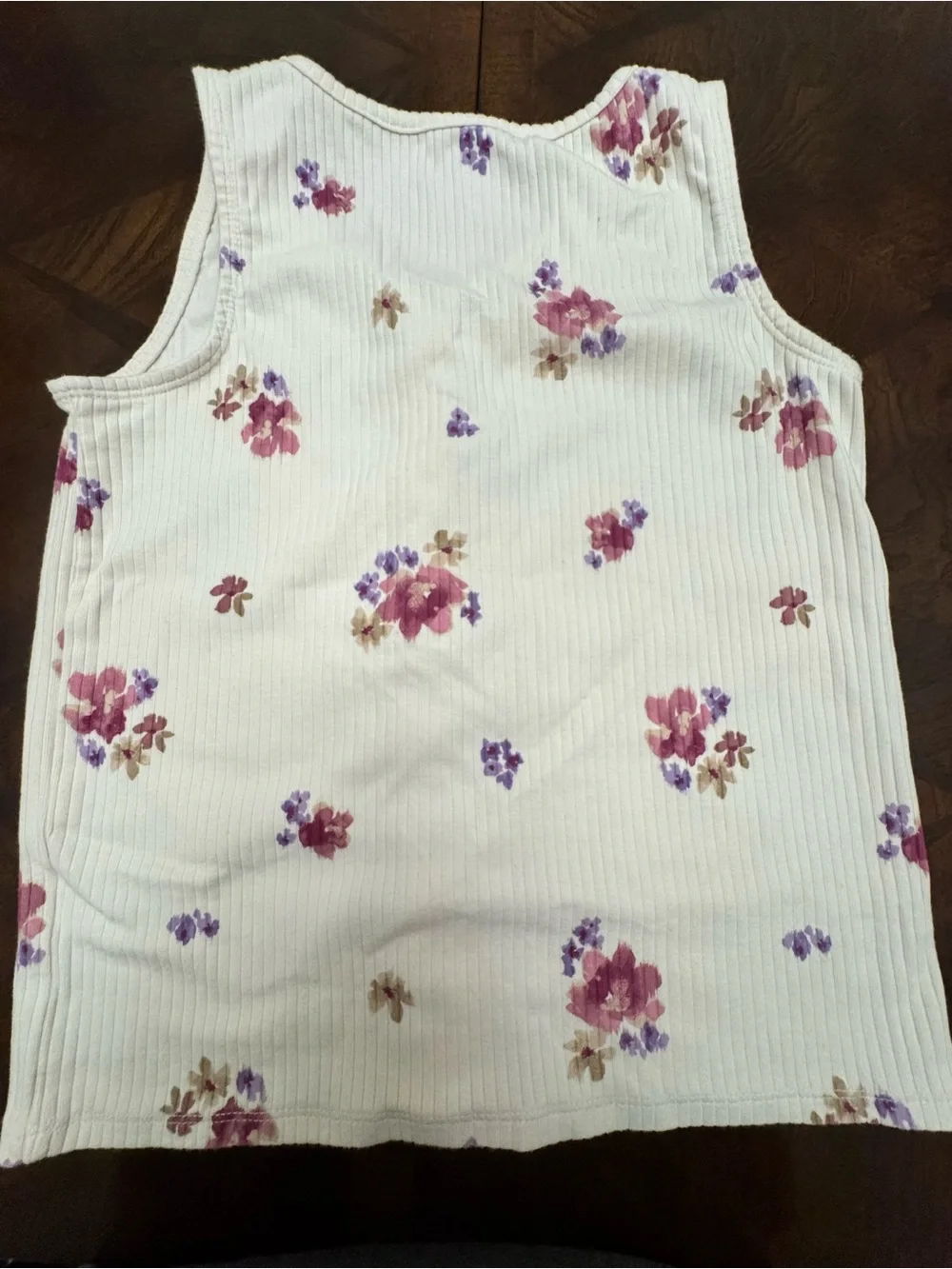 OshKosh B'gosh White Floral Ribbed Button Front Tank